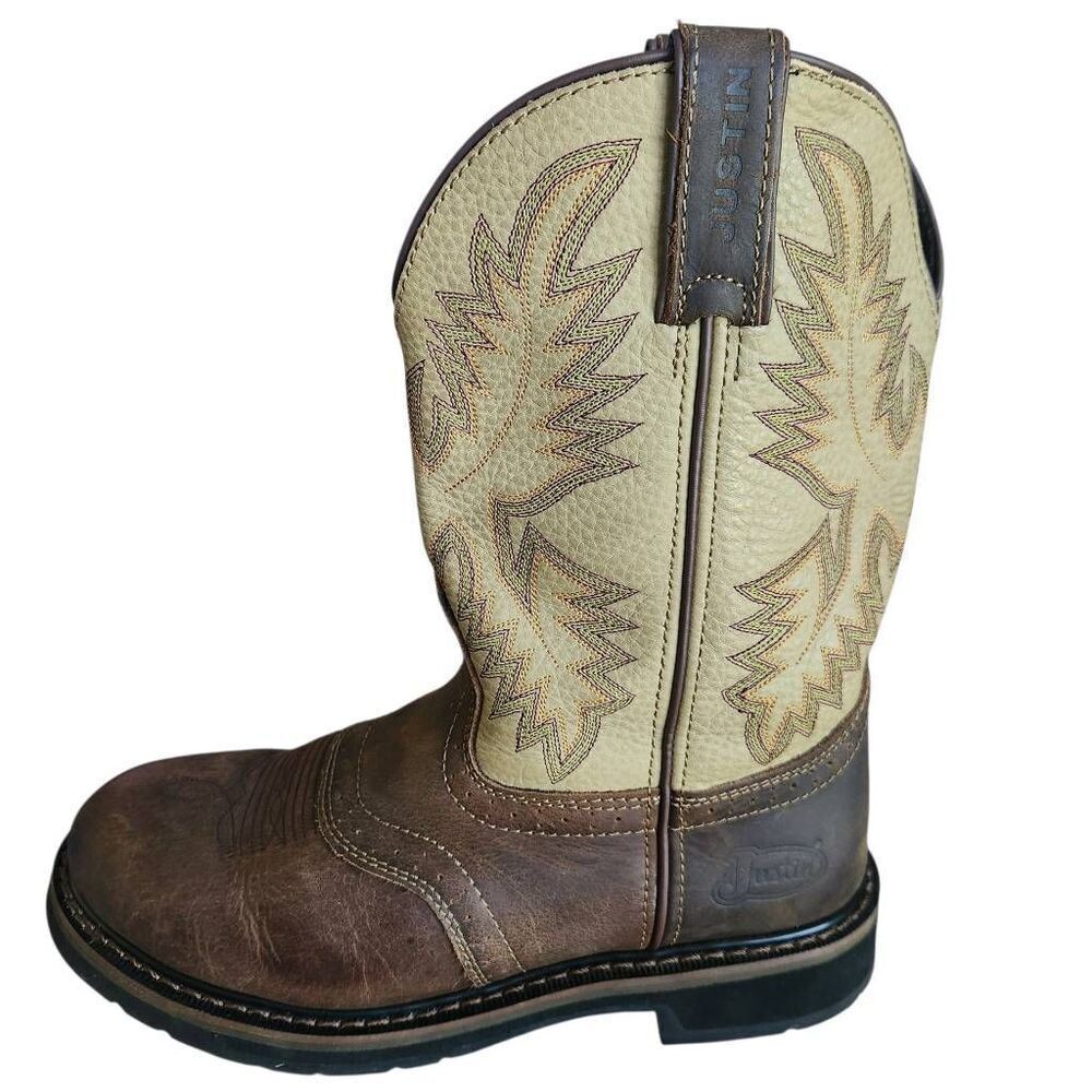 Justin Boots Mens 9 Superintendent 11" Work Boot Leather Western Brown